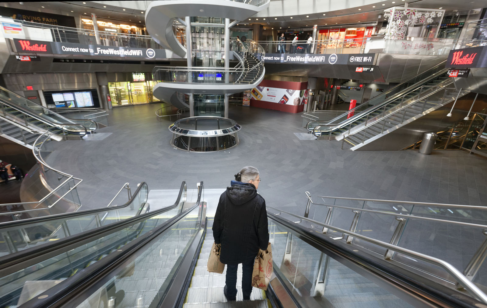 The Fulton Transit Center was all but deserted on Wednesday afternoon, March 18. Photo: Carl Glassman/Tribeca Trib
